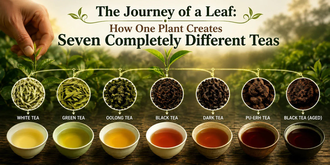 Different tea varieties made from one plant using unique processing methods